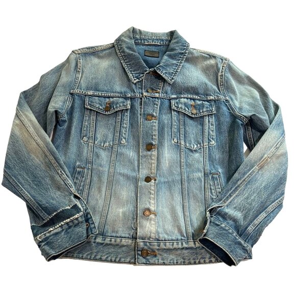 Saint Laurent Embroidered Denim Trucker Jacket - Picture 1 of 8